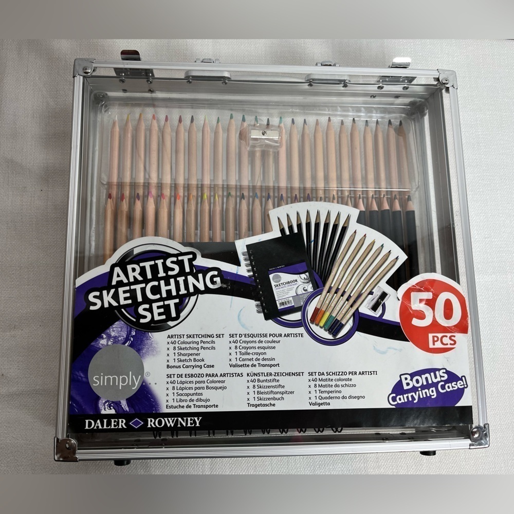 Daler Rowney Simple 50 Peace Artist Sketching Set With Bonus Carrying  Case
